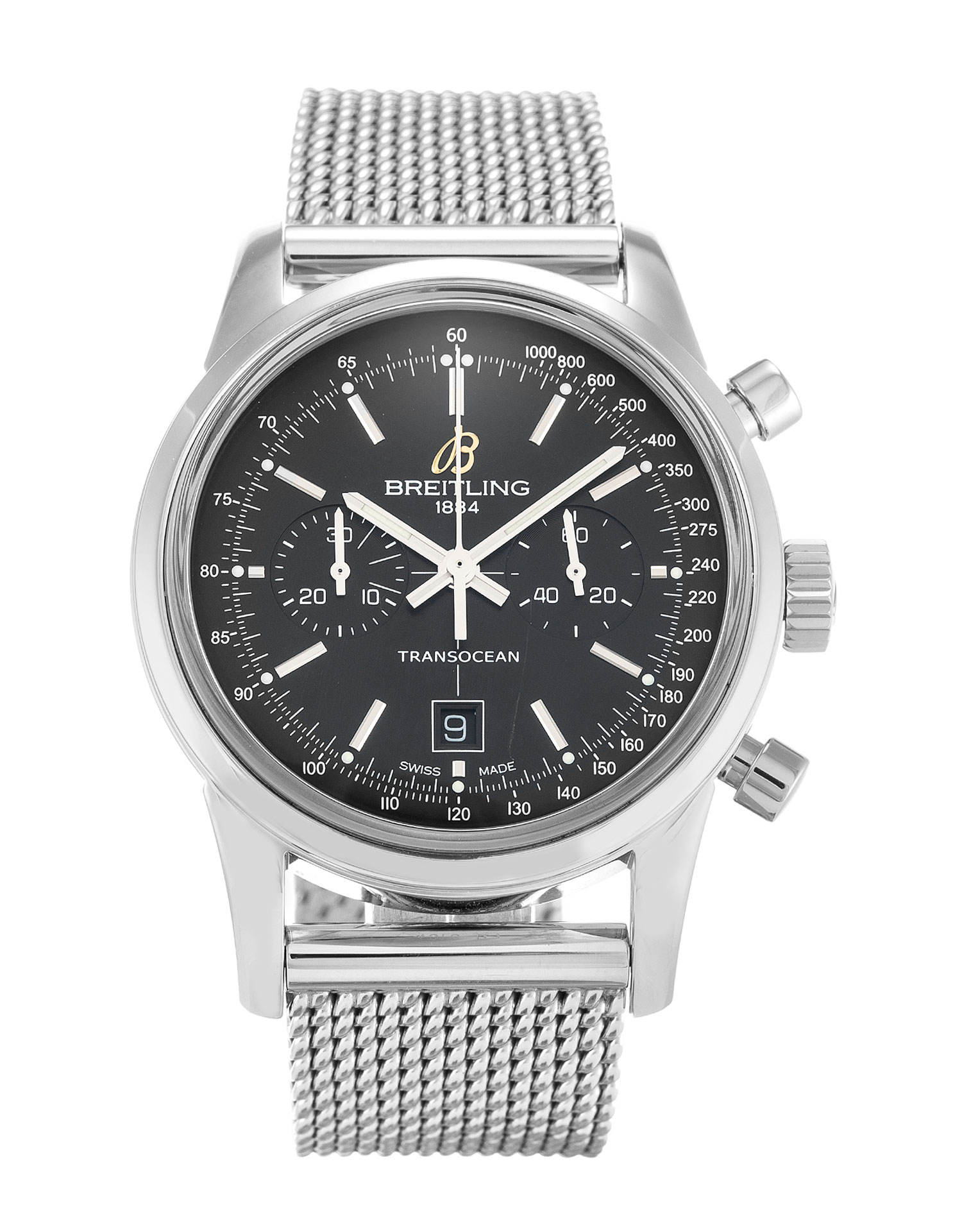 Breitling Transocean Chronograph 38 Stainless Steel Black Dial